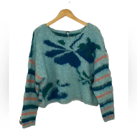 Free People Lily Pullover Sweater in Mosaic Sky Combo Extra Small - Picture 3 of 11